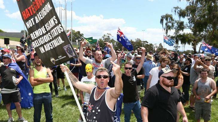 Reclaim Australia rally in front of Parliament House in Canberra. Photo: Alex Ellinghausen