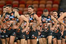 The Giants slumped to their third straight loss when they were defeated by the Western Bulldogs. (Dean Lewins/AAP PHOTOS)
