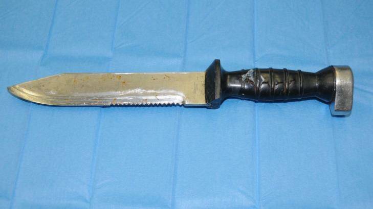 A knife seized last November is a focus for detectives investigating Mr Mullaly's murder. Photo: NSW Police