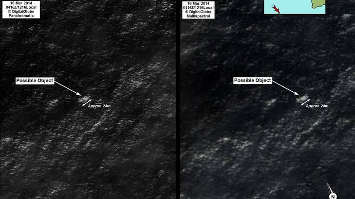 Satellite imagery provided to AMSA of possible debris from MH370.