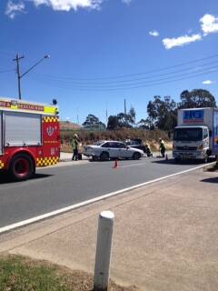 The scene on Wednesday morning, October 1, after two cars collided on the Princes Highway at Batemans Bay.