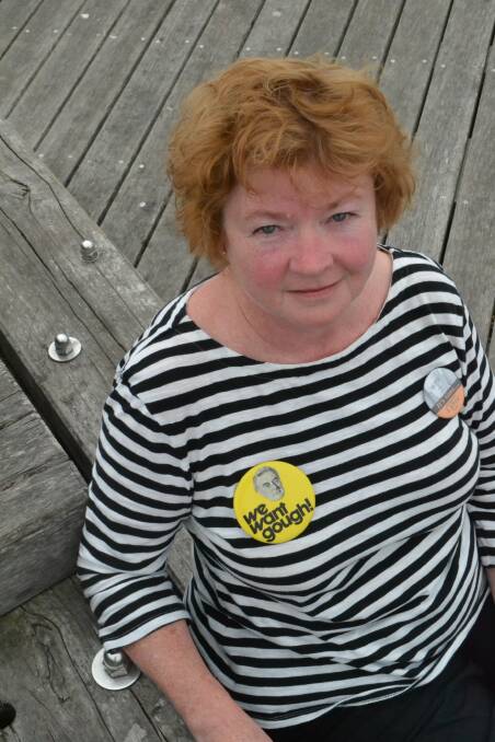 Fiona Ferguson is in mourning for Gough Whitlam but definitely not in hiding. Her old "It's time" badge has come out of the drawer, along with a friend's "We want Gough" badge. 