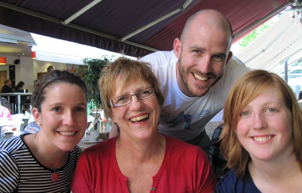 Life of the party: Sally Thistlewaite (centre) will be remembered for her vivacious personality at her funeral in Canberra on Tuesday, August 4. She is survived by her children Crystal Dunn, Aaron Dunn and Chelsea Thistlewaite.