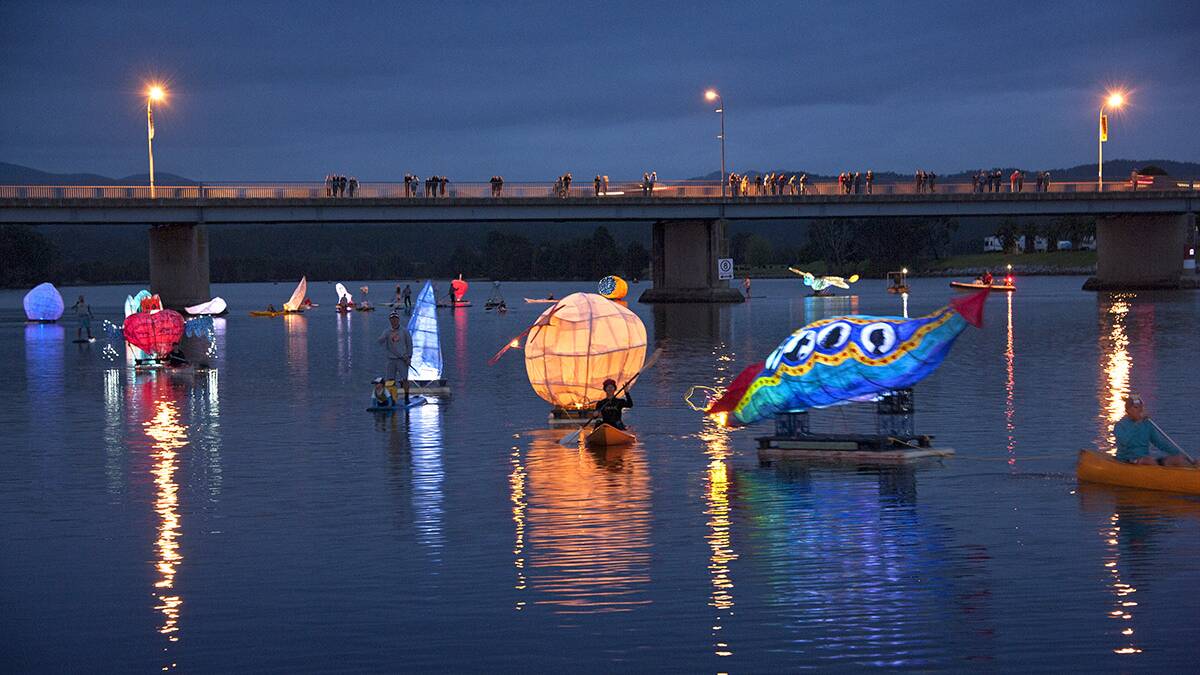 FLOTILLA: Riverlights lanterns usher in the night and the first Granite Town festival in October, 2014. Workshops begin this month to build lanterns for the 2015 flotilla, to be launched on October 30.                                 Picture: HEIDE SMITH