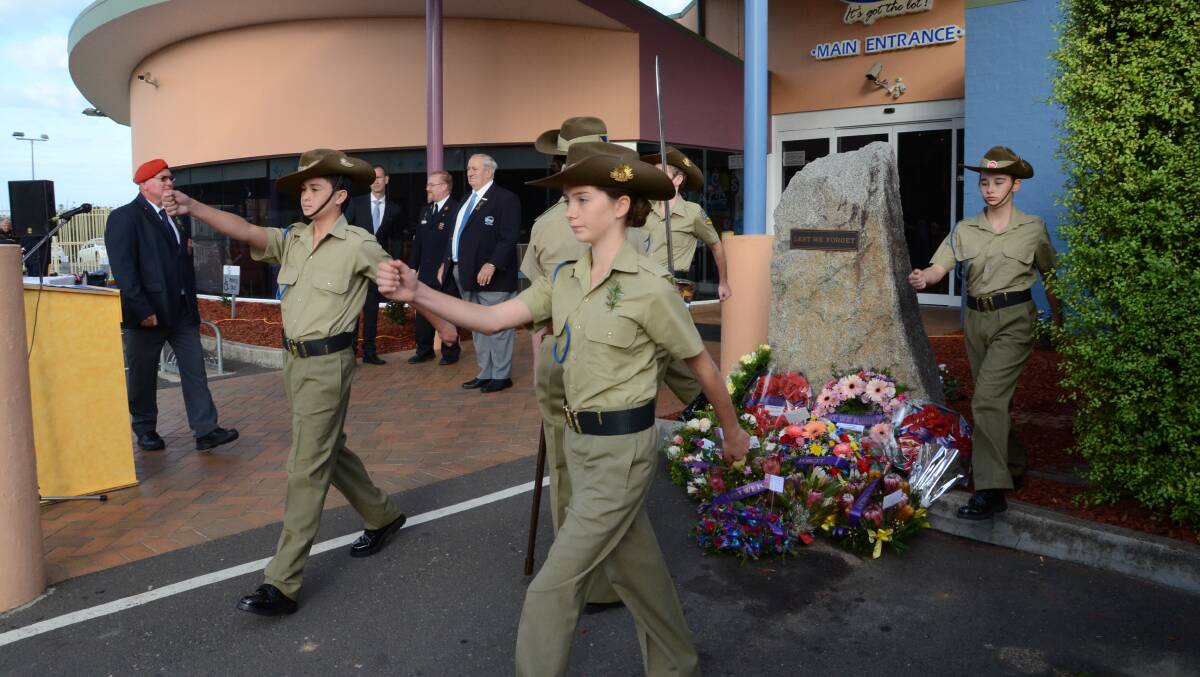 ON SHOW: The 22 South Coast Army Cadet unit forms the catafalque party at this year’s Anzac Day ceremony at Tomakin.
