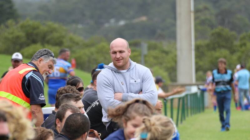 WAITING WEYMAN: Will former NRL star Michael Weyman, pictured here running the bench at a Moruya Sharks game against Bay Tigers, take to the paddock for the Sharks in 2015? After surgery for a serious knee injury, Weyman is playing a waiting game.
