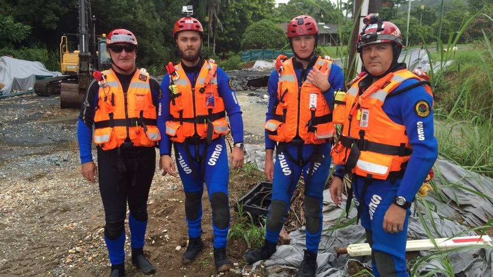 WATER WARRIORS: Batemans Bay SES volunteer Danny McDermott with swift water technicians from other parts of the state at Tweed Heads on the weekend.