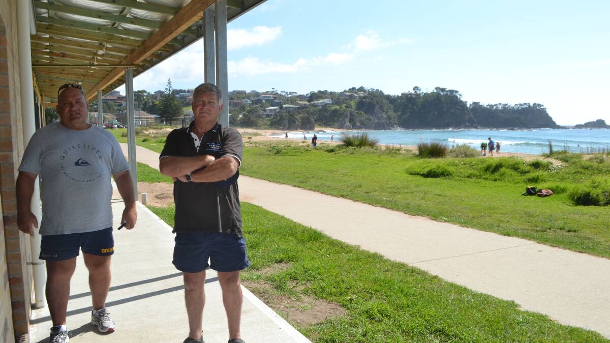RUBBISH BILL: Batemans Bay Surf Life Saving Club members Ken Bellette and Tony Vella want a council bill for almost $10,000 torn up.
