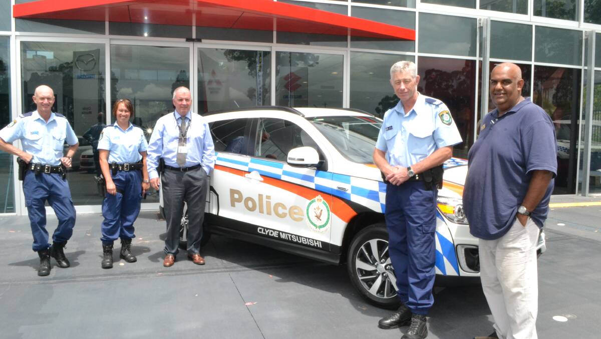 VISUAL PRESENCE: Senior Constable David Bates, Senior Constable Donna-Marie Clarke, Detective Superintendent Peter O’Brien, Sergeant Mick McPherson and Far South Coast LAC Aboriginal Community Liaison Officer Eddie Moore with the new Far South Coast LAC community liaison vehicle.