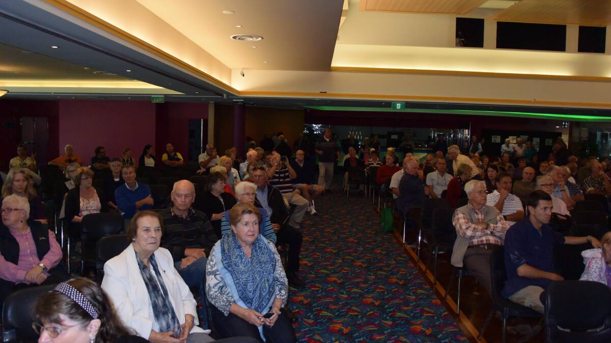 NOT HAPPY: Disgruntled Eurobodalla residents gather at the Batemans Bay Soldiers Club Concerned Batemans Bay Citizens Group meeting on Saturday.