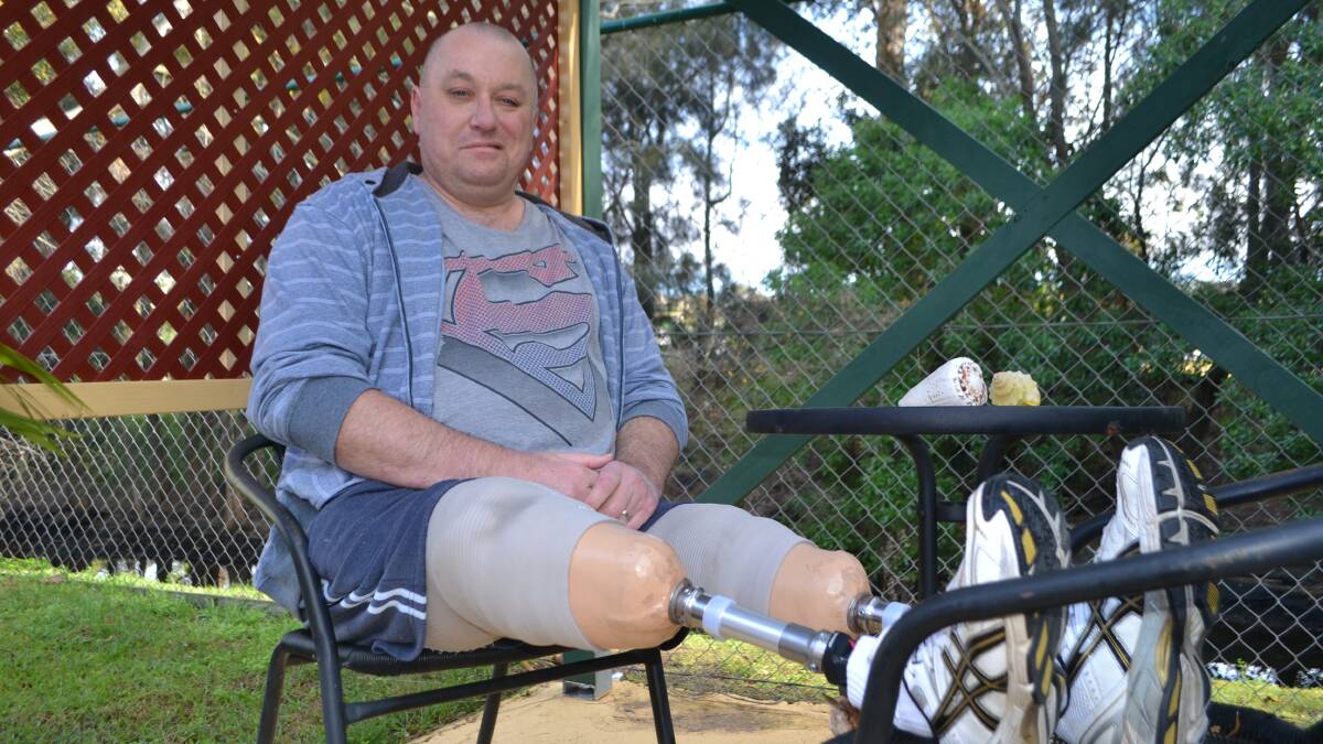 FEET FORWARD: Surfside’s Brad Rossiter with his new state-of-the-art prosthetic feet, which he has gratefully received courtesy of a grant from Canberra Hospital.