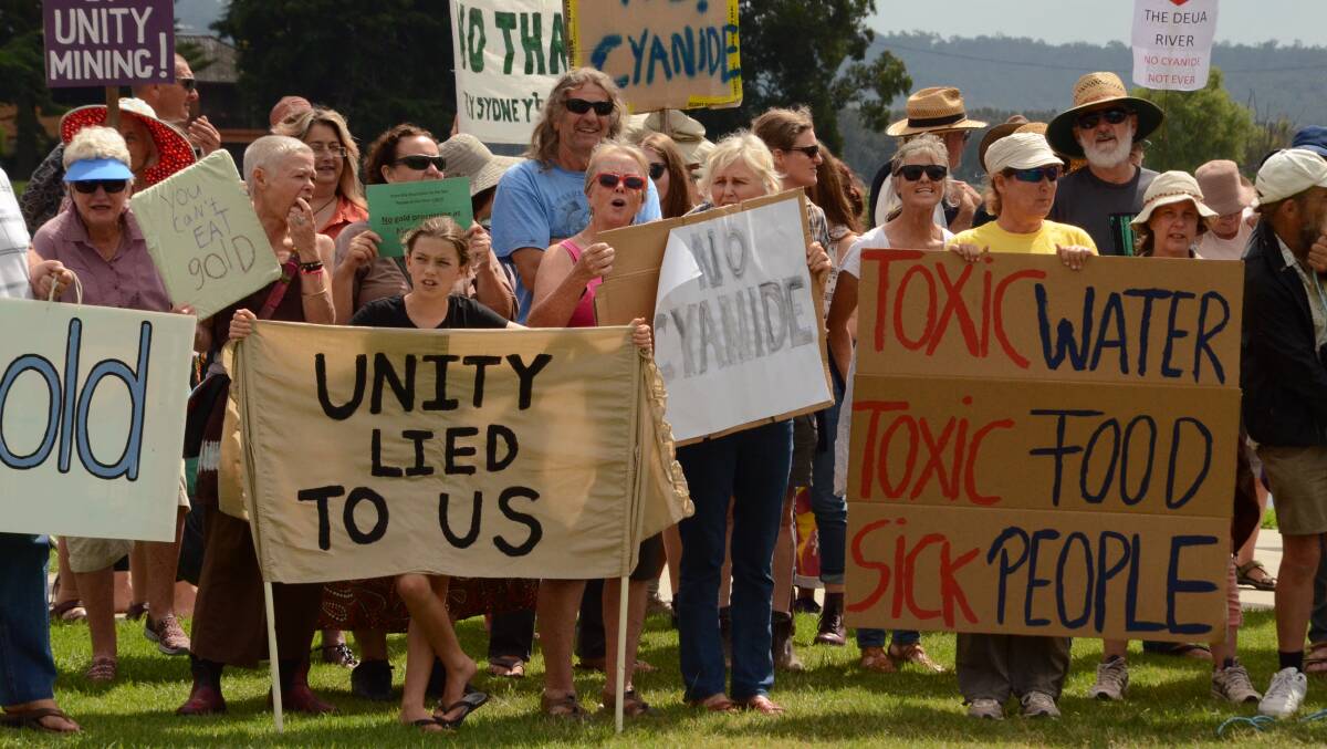 A protest several months ago in the Eurobodalla against Unity Mine's plans.