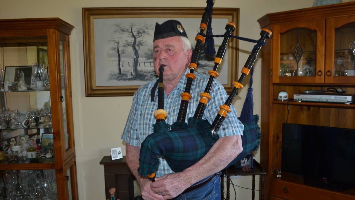 GREAT SCOT: No-vote supporter, Malua Bay’s Bill Rudd, leaves no doubt as to his background by skilfully giving the bagpipes a blast.
