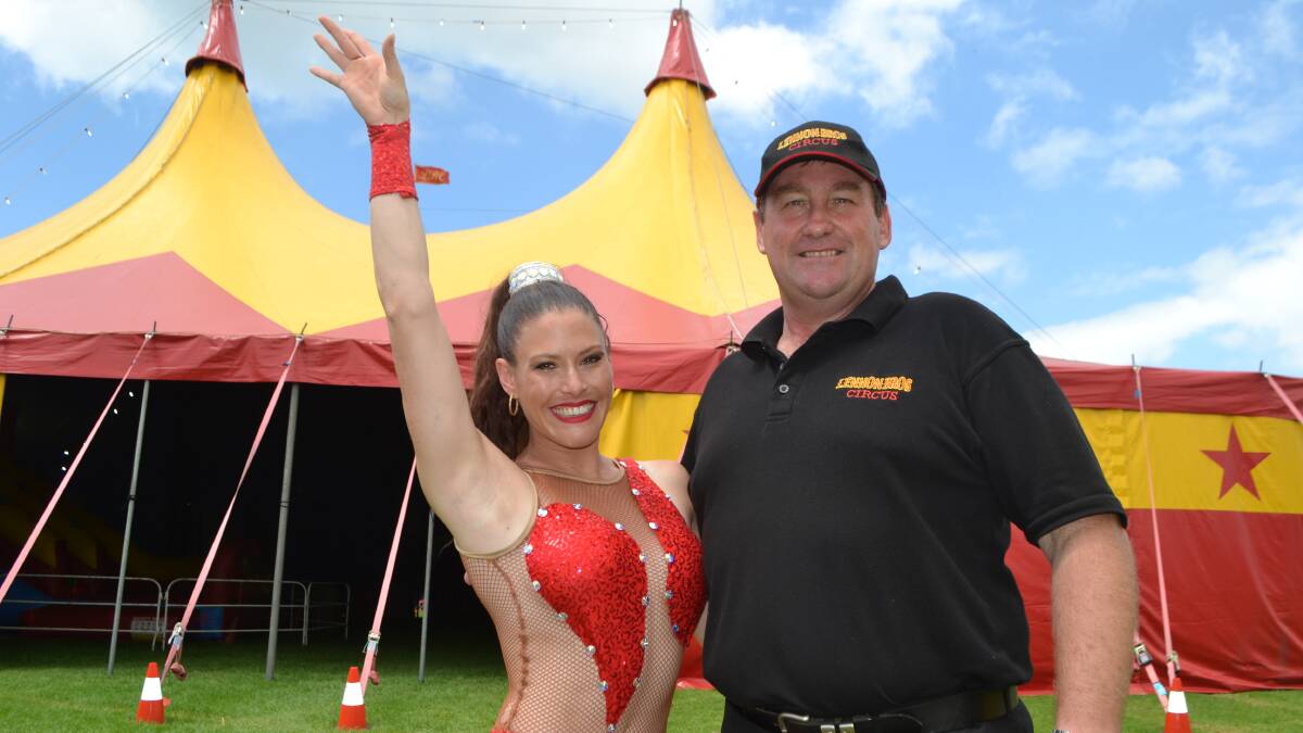 SHOW STOPPER: Lennon Bros Circus’s Warren Lennon and performer Monique West are ready to put on an exciting show for Batemans Bay. 