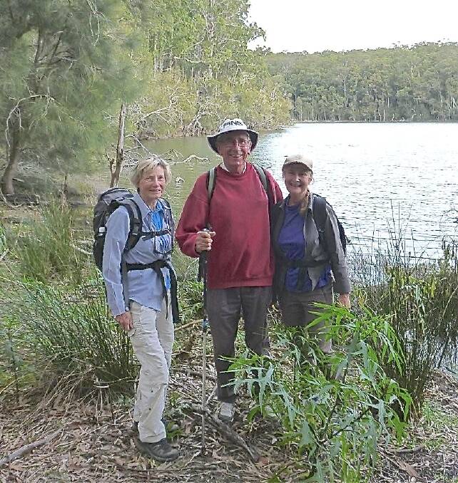 SNAP STOP: Susan Smith, Laurie Oliver and Carol Shelton stop for a photo at Bartleys Arm on Durras Lake.
