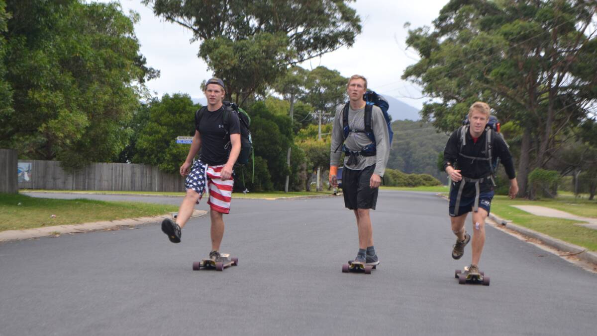 
Photos of the three longboarders on thier way through Narooma