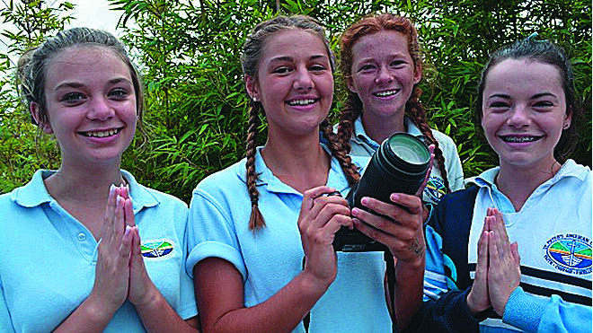 ON THE JOB: St Peter’s Anglican College year 9 students Georgia Voce, Jasmin Fuller and Finley Eiffert, and year 10 student Meg McCallum have snapped away for the college’s Coastal Signature landscape photography competition 