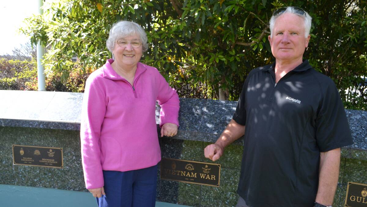 LEGACY: Local war widow and Laurel Club president Diane Gowing and Batemans Bay Legacy club chairman Keith Brewster prepare to hit the streets selling badges for Legacy week. 