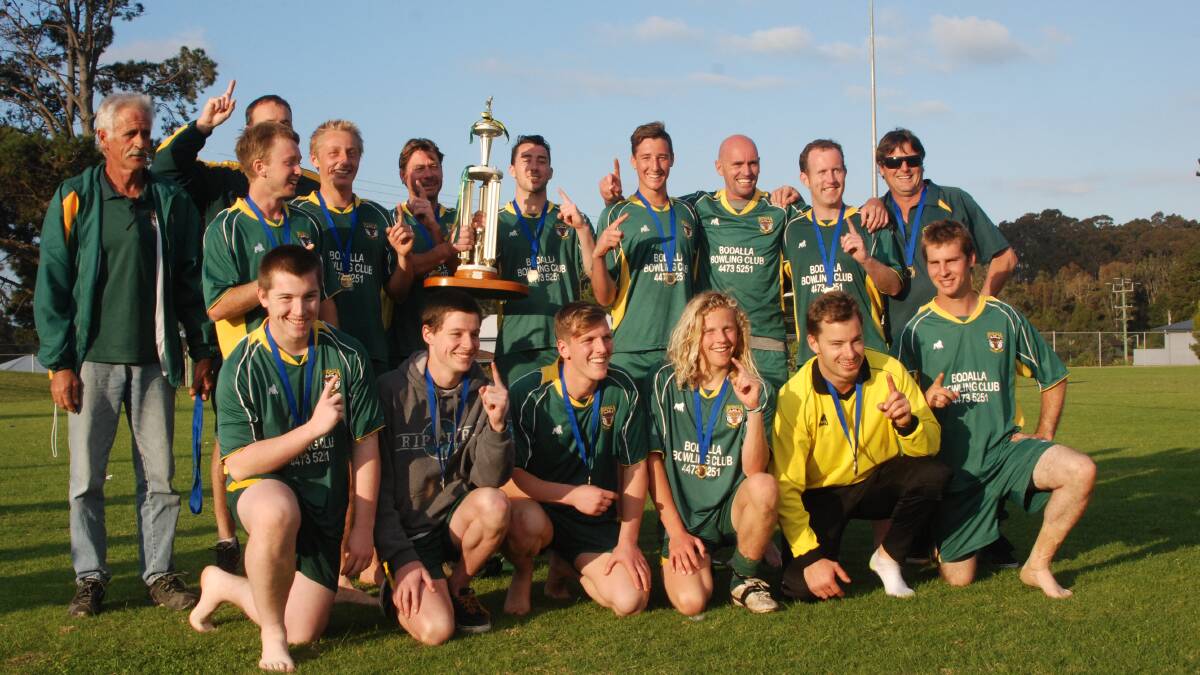 NUMBER ONE: Bodalla Bulls all age men’s team with the trophy after the match at Dalmeny Oval. 