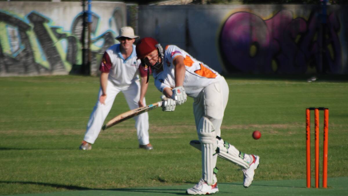 FLICK SHOT: Jack Gallen, pictured playing at Hanging Rock, top scored for Batemans Bay’s third grade side on Saturday. 
