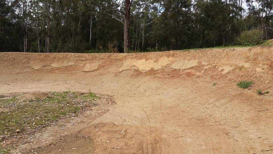 EROSION: Recent rainfall has cut into the corners at the Batemans Bay BMX track.