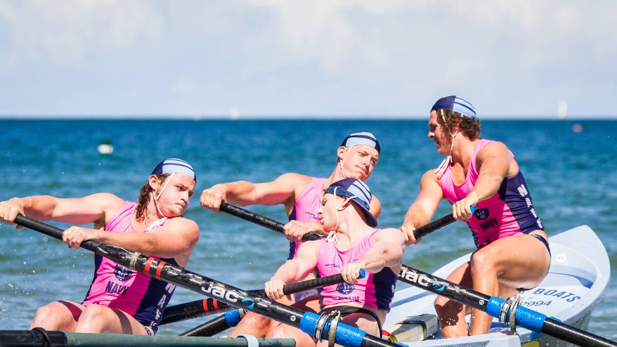 ON THE CHASE: Dim Sims Jack Dunn, Hayden Connor, Ewen Pollock and Jeffery Gamble, pictured here at the NSW Surf Life Saving Championships, missed out on the national title by a small margin. Photo: Mavi Images.
