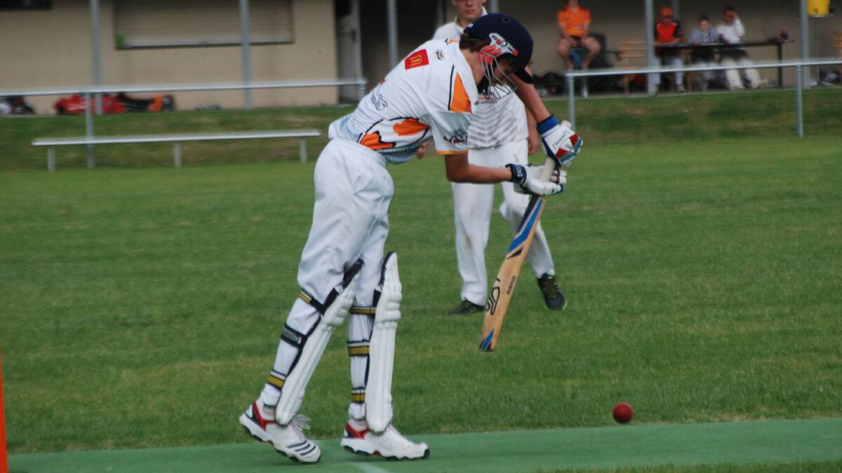 BLOCKING OUT: Harry Shannon, pictured batting at Hanging Rock, scored nine runs against Sussex Inlet on Saturday. 