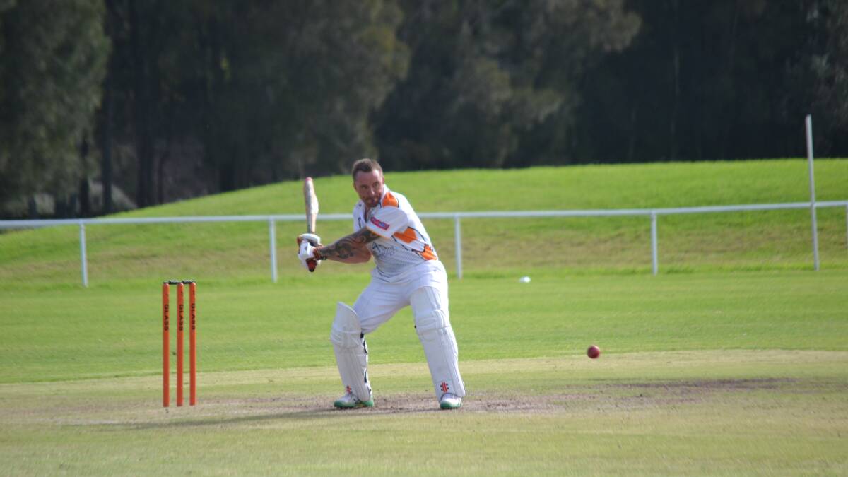 SAME SCORE: Cory Maddison loads up for a pull shot against Bomaderry at Hanging Rock.