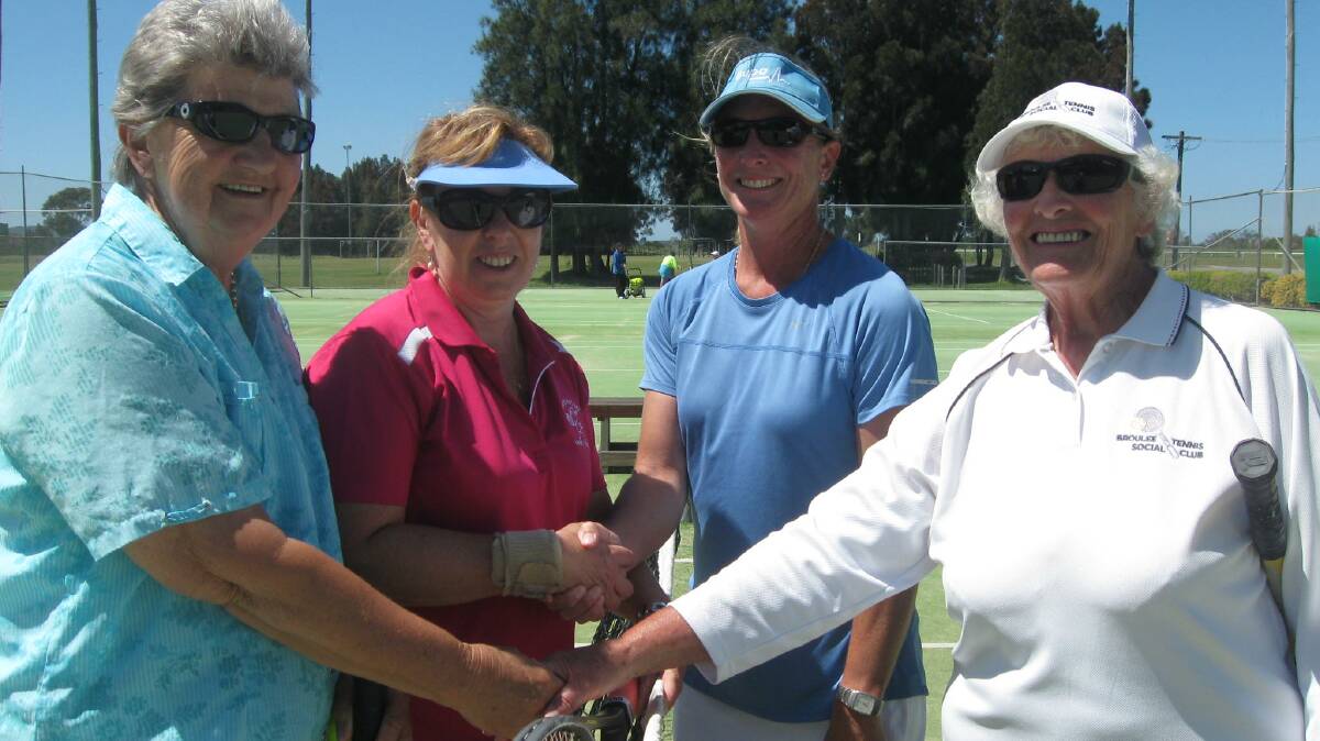 GAME ON: Bay Breeze’s Jeanette Sinclair and Debbie Bellette and Broulee’s Marilyn Viljoen and Marie Barritt-Eyles.