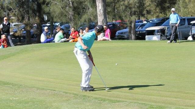 CRUNCH TIME: Luca Brucic sinks the winning putt on the third playoff hole in the boys under 13s at Catalina.