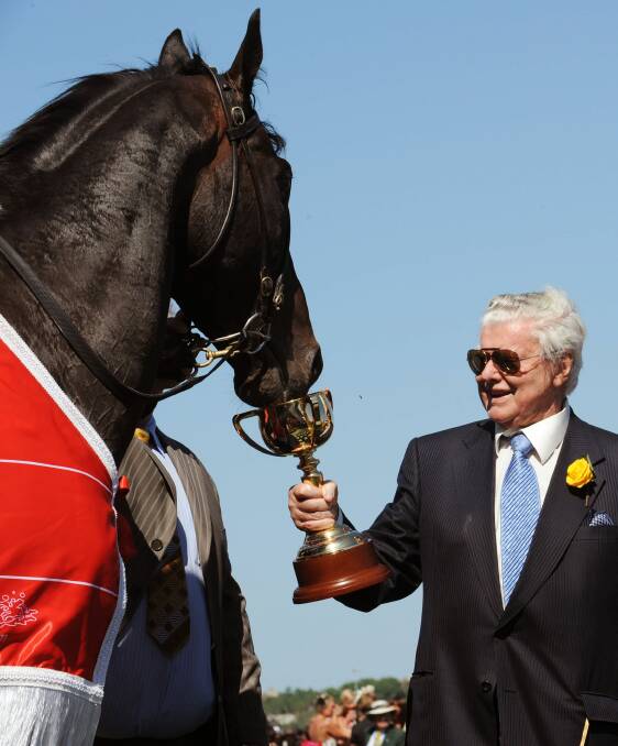 ONE OF A KIND: Late trainer Bart Cummings, after Viewed’s win in the 2008 Melbourne Cup.
Photo: VINCE CALIGIURI.
