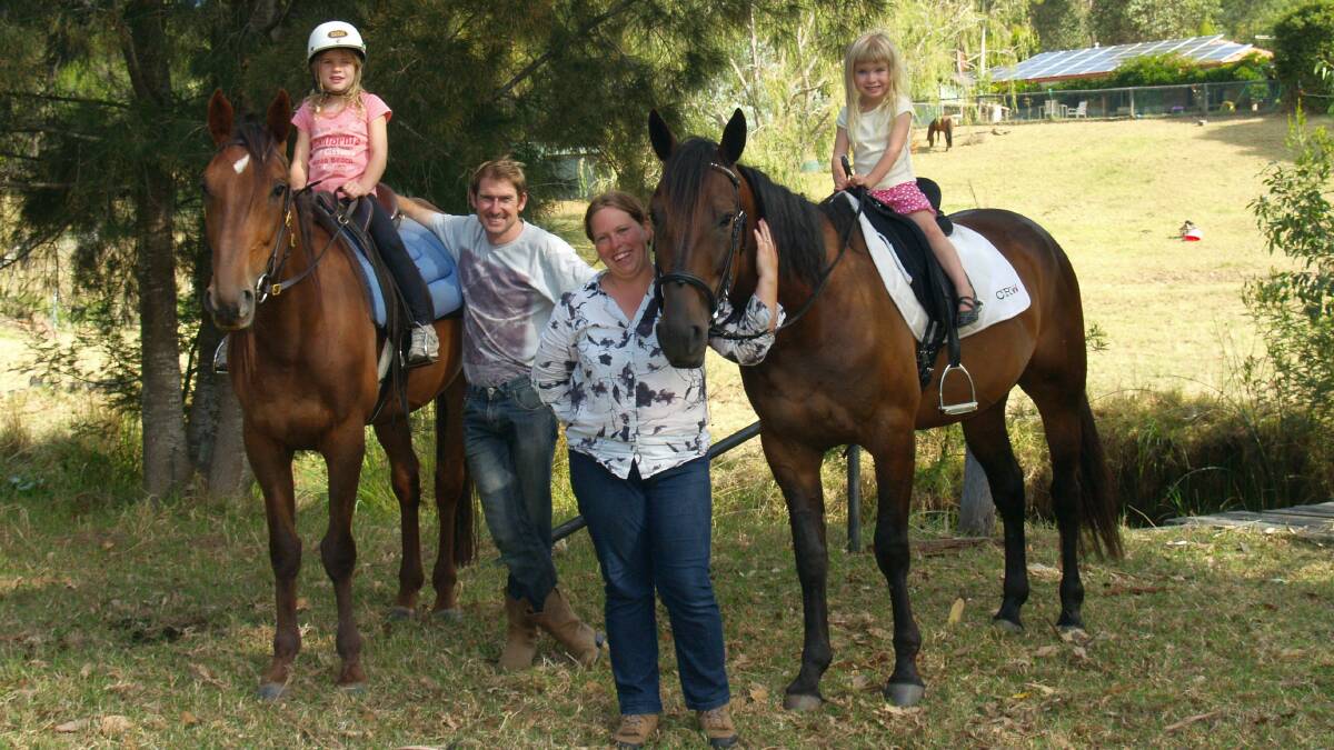 NAROOMA: When a family from Corunna made a commitment to take in two unwanted horses they didn’t realise it would be such a rewarding experience. Phil May and Sophia Moody are stoked with the temperament of the rehomed horses and are happy for their daughters to be involved. Abby took charge of Big Red and Mia was comfortable having her first ride on Buddy around the Corunna property. 
