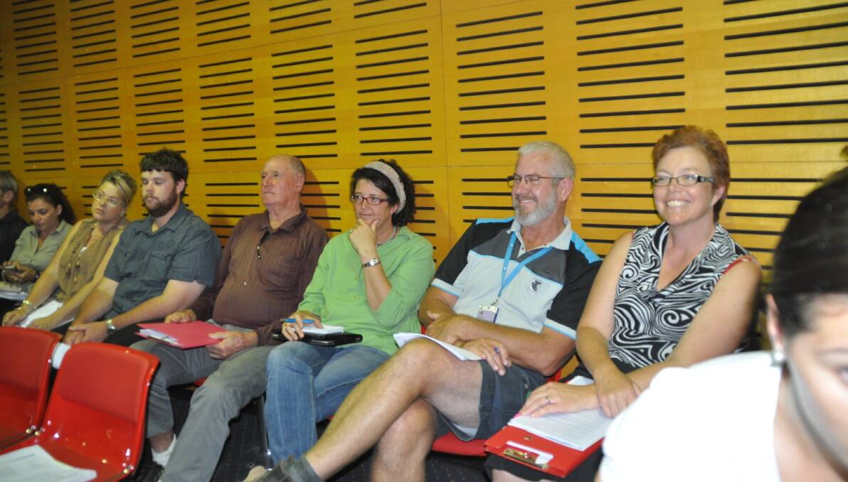 MERIMBULA: Objectors to the proposed primary school at Bournda, north of Merimbula, wait for their turn to speak at the Bega Valley Shire Council meeting. 