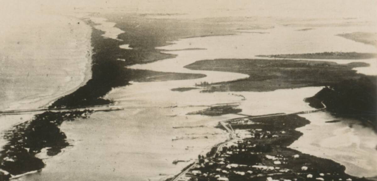 An aerial view of Lakes Entrance. 