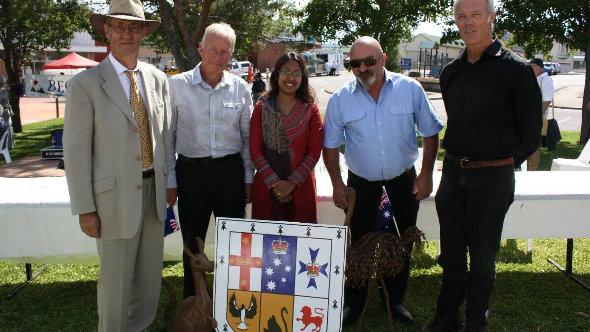BEGA VALLEY: Five residents taking the pledge to become new Australian citizens at the Bega Australia Day ceremony are (from left) David Beck, John Lea, Tazeen B Taj, Juls and Brian Silvester. 
