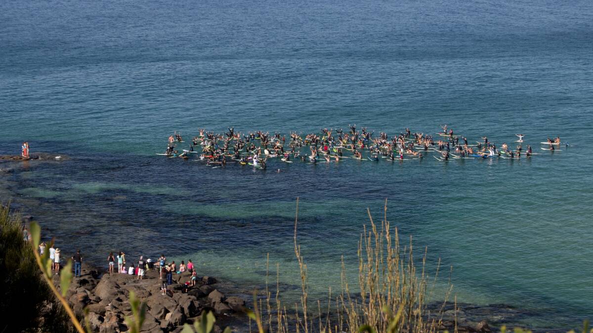 A large crowd of surfers turned up at South Broulee on March 15 to farewell surfing legend Deano Cristallo. PHOTOS: JOHN HICKS