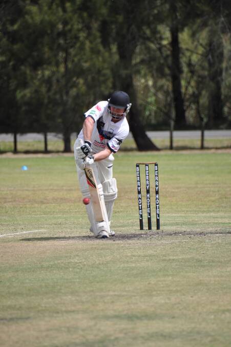 NOWRA: Nowra’s Chris Nation smashes a ball on his way to 46 runs in the one day final on Sunday against Berry-Shoalhaven Heads. 