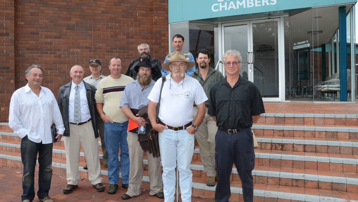 Representatives from the South Coast Hunters outside the council chambers.