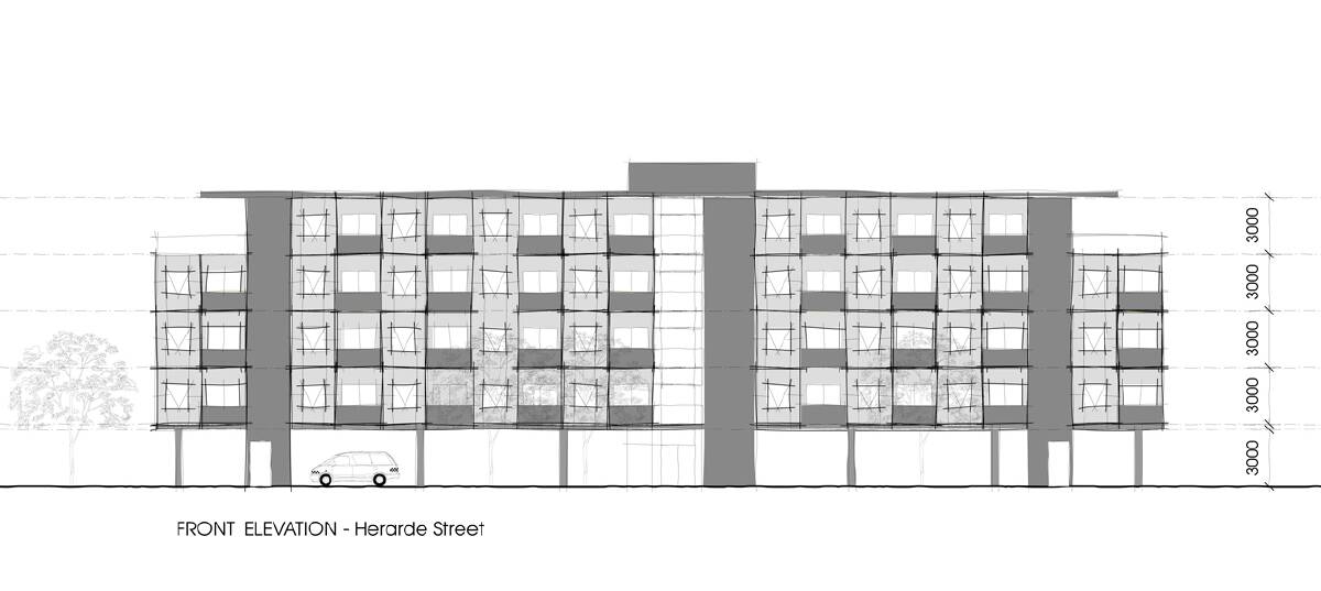 ENDED BEFORE IT STARTED: An artist’s impression of the affordable housing proposed for Herarde Street, Batemans Bay – 132 one-bedroom units.