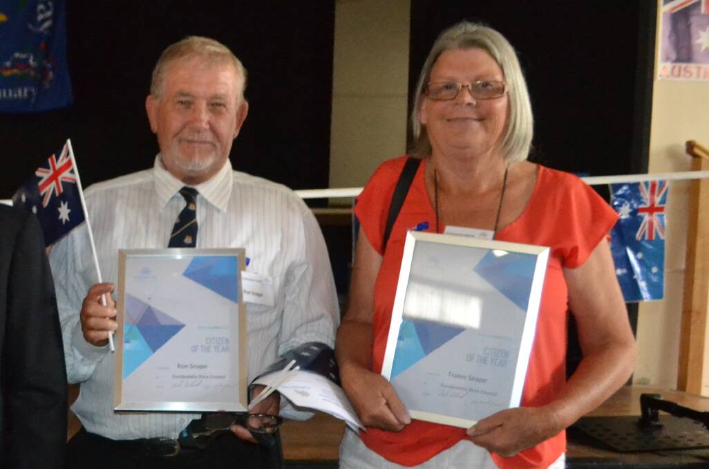 DOUBLE ACT: Ron and Tralee Snape shared the honours for the Eurobodalla Shire’s Citizen of the Year Award on Australia Day.