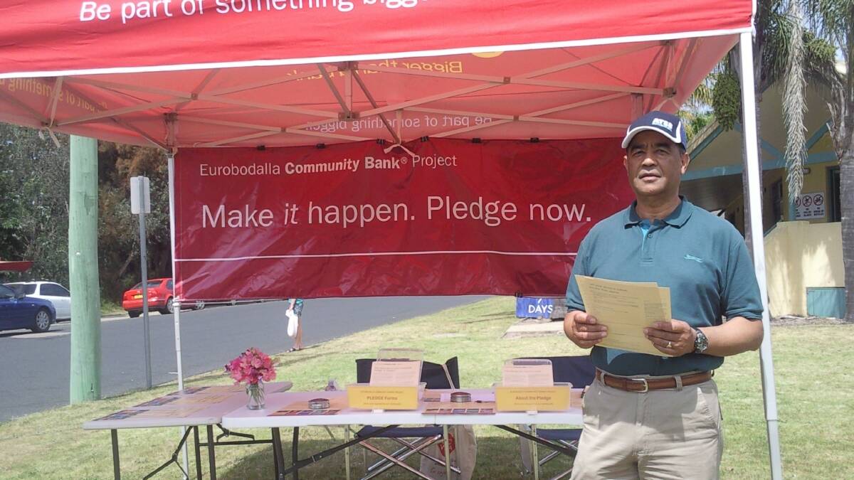 YOU CAN BANK ON IT: Eurobodalla Community Bank committee member George Nadal fielded enquiries at the recent Tuross Fair.