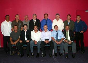 GROUP 7’S BEST: The Group 7 Team of the last 50 years - back: Nessie Stewart (representing Roy Stewart), Mick Elliott, Russell Ford, Mick Cronin, Bruce McGuire, Paul Quinn, Rod Wishart, and Ian Jones. Front: Dave Beckett, Greg Sherwin, Tommy Fowler, Cole Skelly, Bruce Noble and Ron Costello. Absent: John Armstrong, Tony Branson and Gus Miller.