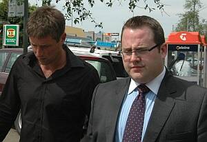 GUILTY PLEA:  Canberra Football Club’s Paul Ivanic leaves Batemans Bay Courthouse with lawyer Peter Woodhouse. PHOTO: ROSS IRBY