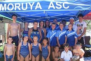 POOL COOL:  The Moruya Swimming Club members had a ball at the Batemans Bay Annual District Carnival. Back: Robbie Hogg, Chloe Bussa, Tia Galvin, Sam Law, Isabelle Starmer, Oscar Starmer, Velma Bunt (coach) and Daniel Hogg. Middle: Adele Lotze, Scott Senior, Alex Law and Bella Bussa. Front: Callan Greifahn, Mallee Smith, Allie Roberson, Tilly Lee, Jack Dent, Craig Senior, and Nick Hogg.