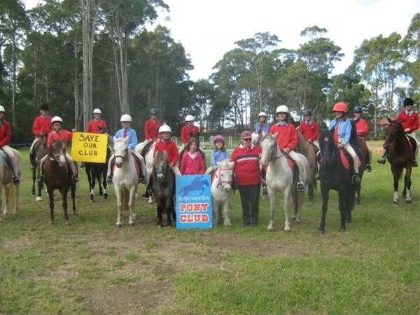 SAVE OUR CLUB:  Batemans Bay Pony Club members Ellie Rixon, Nicole Gapps, Manda Tomicic, Laura Jones, Zac Bryce, Eva Urbanic-Lowe, Paris Backo, Emma Kate Waterworth, Brooke Williams, Mary Rose Whale, Elise Toyer, Helaina Tomicic, Carly Hay, Jayden Williams, Johanna Routledge, and Taylor Cowan are up in arms about the proposal to move their club to Moruya.