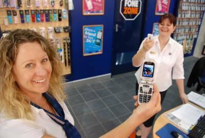 LIGHTS, CAMERA, ACTION: Fone Zone’s Julie Port and Jacqui Trick try out the latest video phones.