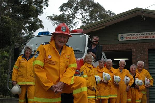 FIRE FOLK: Rural Fire Service Depot Beach Brigade members Madge Elliott, Alan Hyde (captain), Marie Cook, Geoff Jones (above), Tricia Wheeler, Brian Wheeler, Don Guest, Frank Ocvirk and Stuart McFarlane celebrated the 20th anniversary of the brigade at the current station on Saturday.
