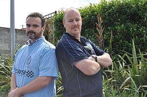 ANGRY COPS:  Batemans Bay police officer Toby Lindsay and Police Association branch administrator Stephen Lovegrove are asking the State Government to "be fair".