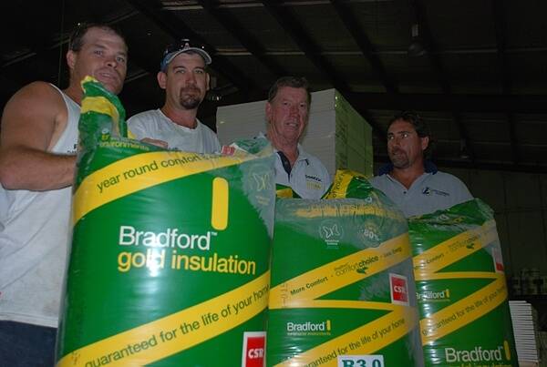 LACK OF BUSINESS:  Pell’s Plasterboard staff Jamie Turner, Michael Howarth, Lionel Pellow and Rob Collins are concerned about the halt to the Federal Government’s home insulation rebate scheme.