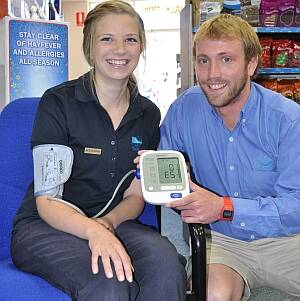 FLYING HIGH:  High blood pressure or just a stellar HSC result? Pharmacist Neil Mackay checked Alexandra Powell’s blood pressure when she arrived at work with an ATAR of 98.65 ... and Bay Post/Moruya Examiner artists did the rest.